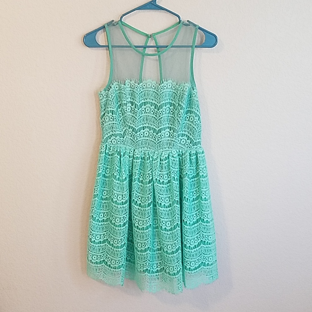 Beautiful Mint Green Lace Spring Dress Sz Medium - Picture 6 of 8